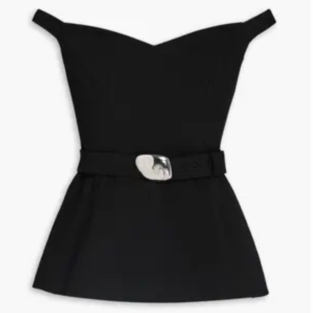 Nicholas Fifi Off Shoulder Top Black Belted Peplum Sweetheart US 4 F24T1801PB